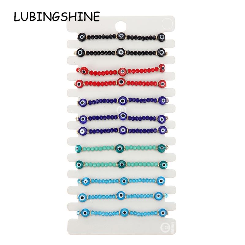 

Bohemia 12pcs/lot Evil Eye Colorful Bead Charm Bracelet Women Braided Adjustable Rope Chain Ummer Anklet Jewelry Foot Leg Bracelets