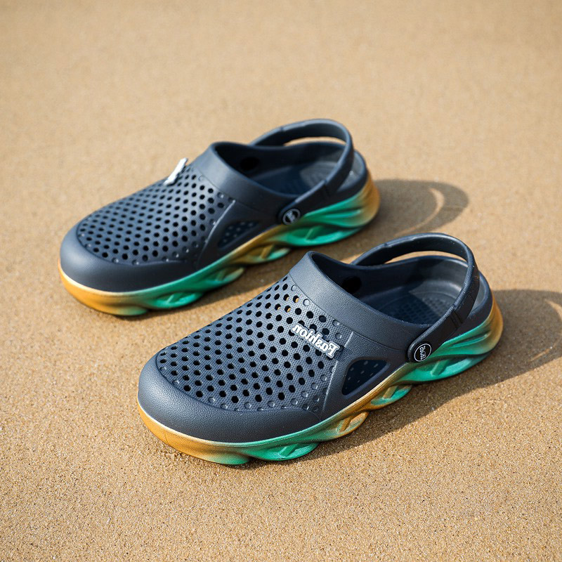 

Top Selling Mens Women Trainer Sport Size Cross-border Summer Slippers Thick-soled Beach Shoes Couple Hole Shoe Outdoor Baotou Sandals Code:25LL-7790, 52655