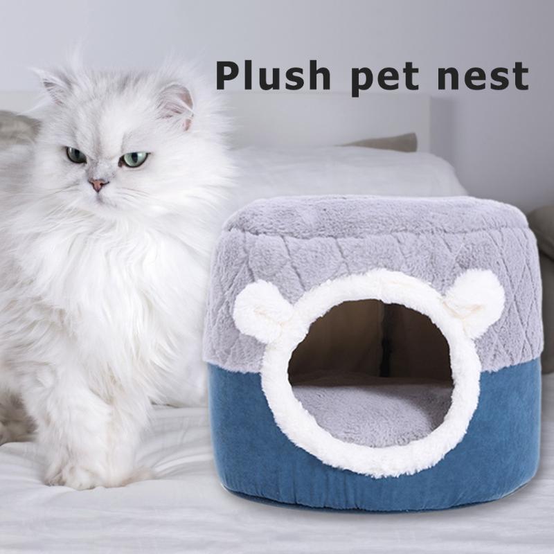 

Cat Bed House Soft Crystal Velvet Kennel Dogs Cats Nest Pet Sleeping Mat Foldable Washable Animals Beds & Furniture