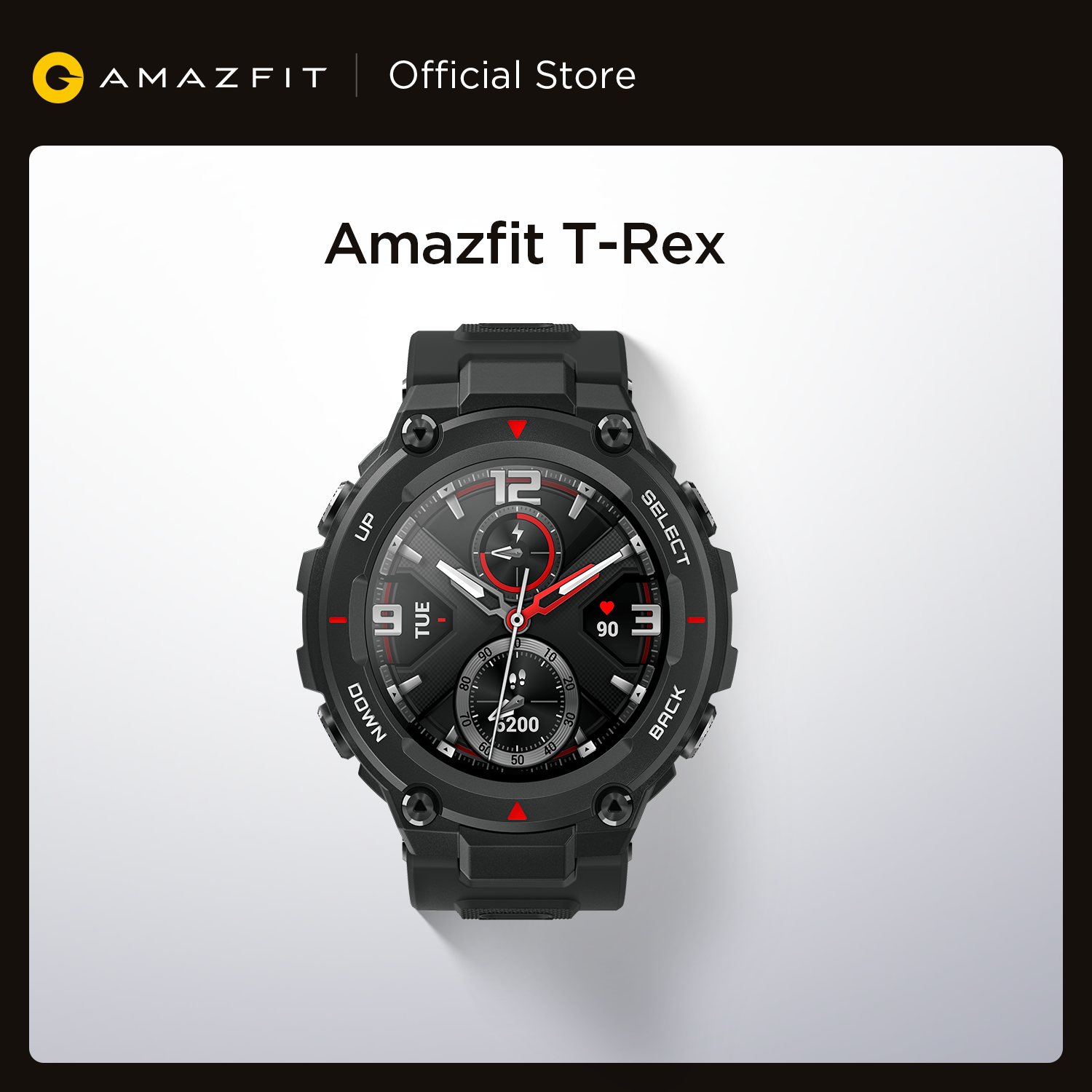 

New 2021 CES Amazfit T rex T-rex Smartwatch Control Music 5ATM Smart Watch GPS/GLONASS 20 days battery life MIL-STD for Androidg, Rock black