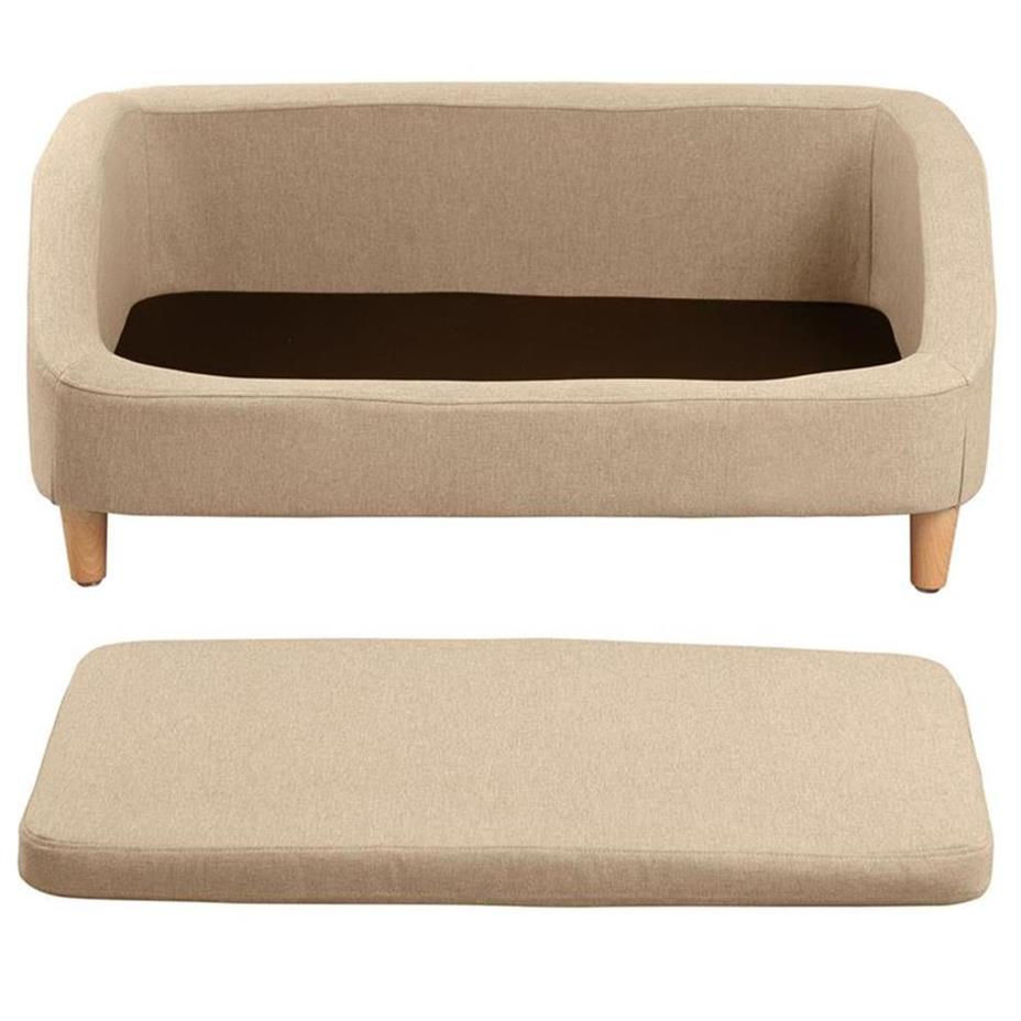 

US Stock 37 GRAY Pet Sofa Cat Dog Bed rectangle with movable cushion with wood style foot Home Decora14 a12 a53 a51