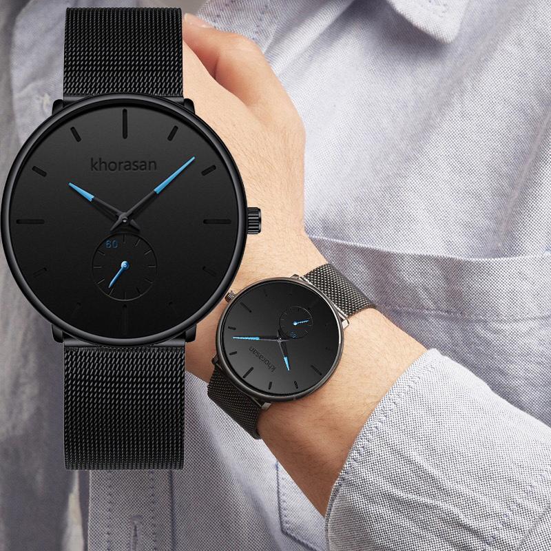

Wristwatches Luxury Men's Watches Top Male Watch Ultra Thin Clock Stainless Steel Mesh Business Quartz Man Relogio Masculino, Watch-4