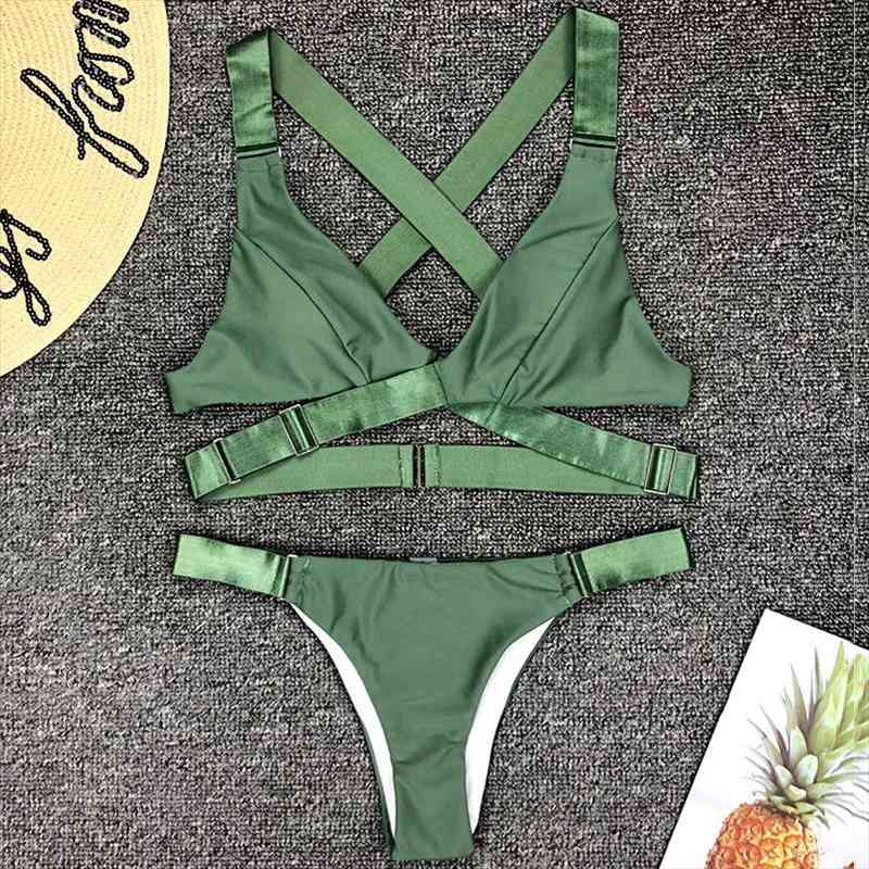 

velvet bikini brazilian swimsuit women micro thong swimwear female golden belt bikini set bather push up bathing suit, White;black