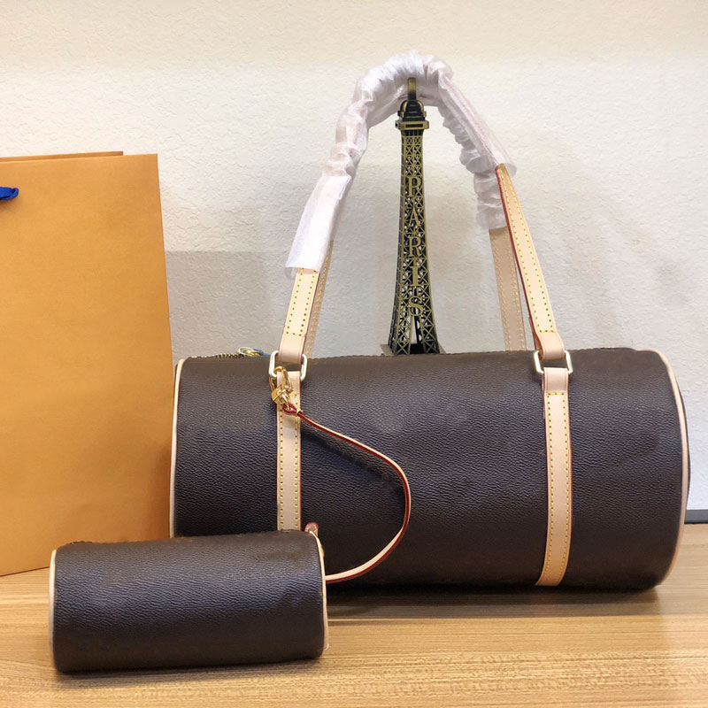 

TOP Women Large Hand Bag Tote Handbags Purse Cylinder Package Shoulder Bags Zipper Barrel High Quality Hardware Classic Old Flower Letter Printing Real Leather
