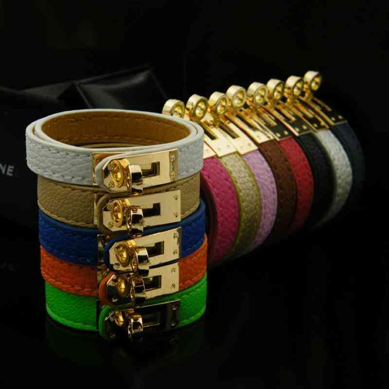 

Jewelry Women Men New Fashion H Bracelets High Quality PU Leather Cuff Bangle, Black