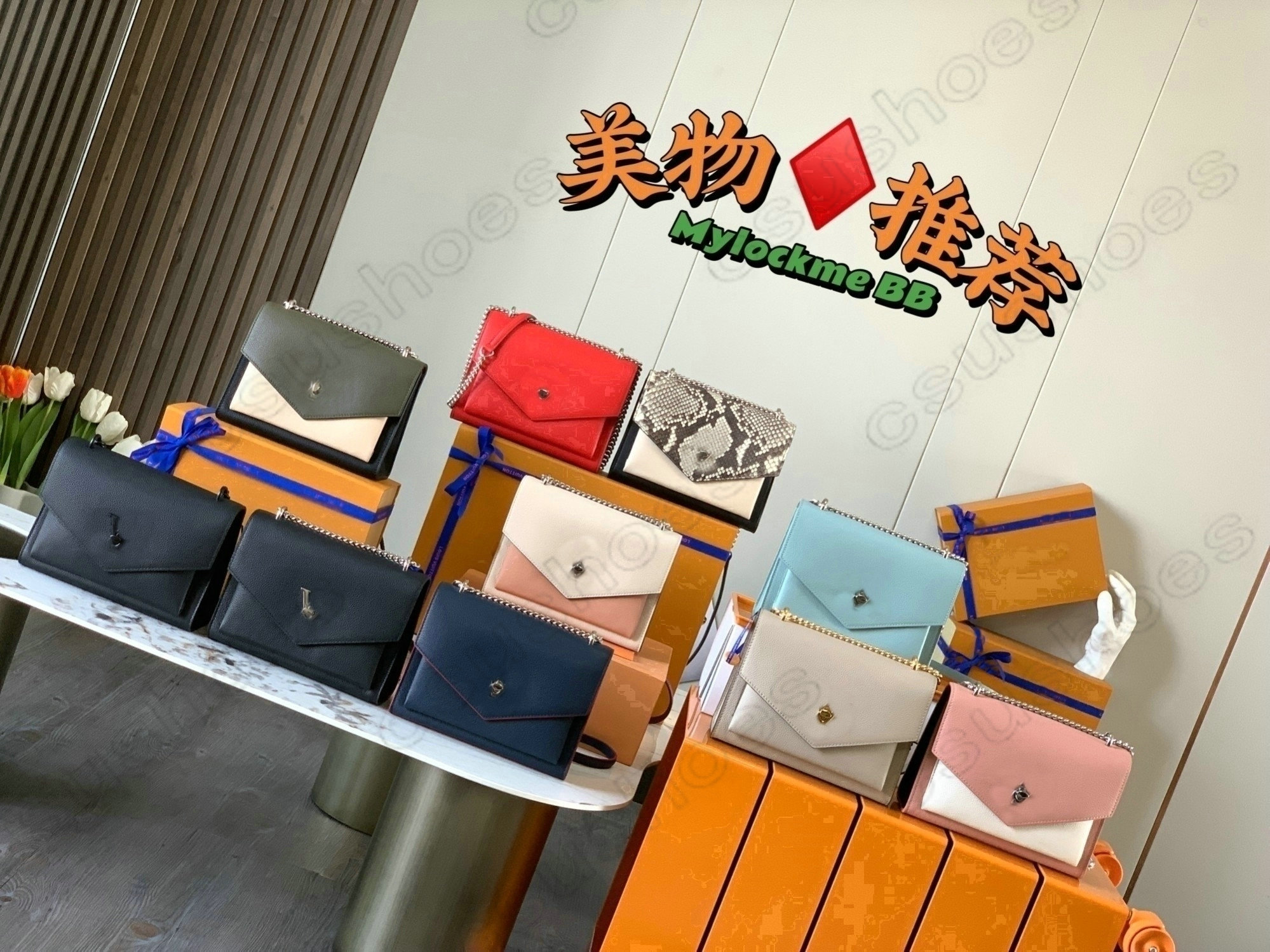 

Mylockme CHAIN Handbags BB bags Black Python Skin Designer Luxurys Silver Chains Purses Leather Shoulder Bag M53196 M97005 M5613, Customize