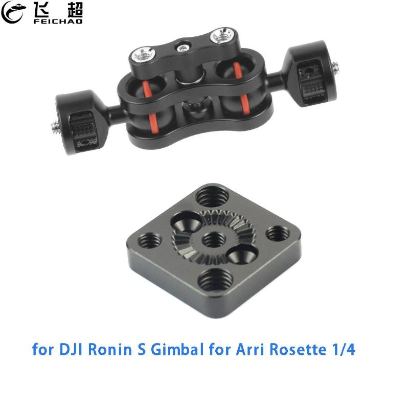 

Gimbal Extended Quick Release Plate Mount Dual 1/4 BallHead Magic Arm Rotatable Adapter For DJI Ronin S SC Monitor Light Bracket Lighting