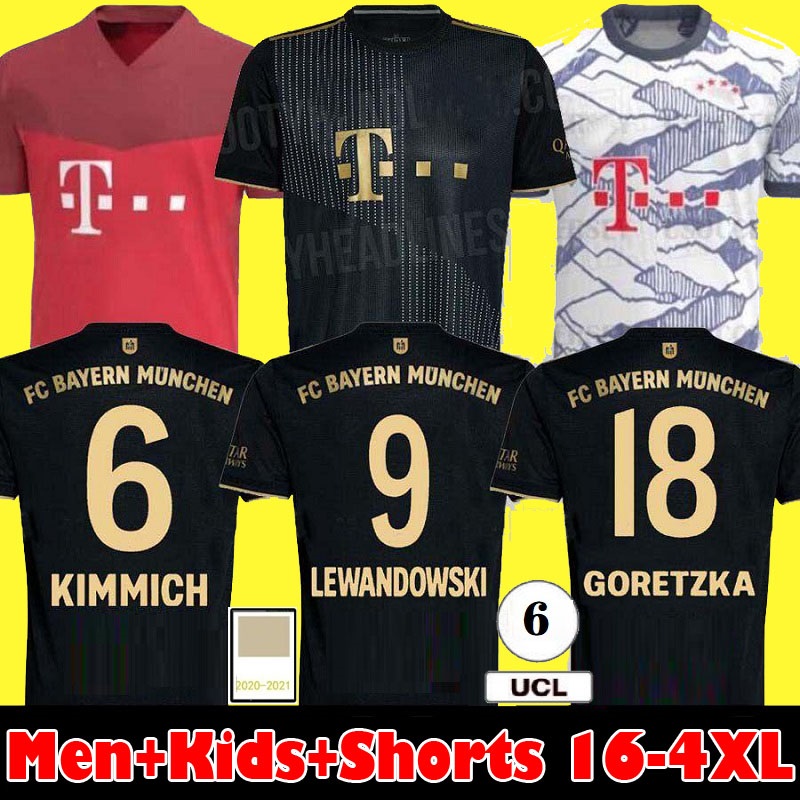 

FANS Player version 21 22 SANE LEWANDOWSKI soccer jersey COMAN GNABRY MULLER KIMMICH 2021 2022 Munich Football shirt men+Kid, Black;yellow
