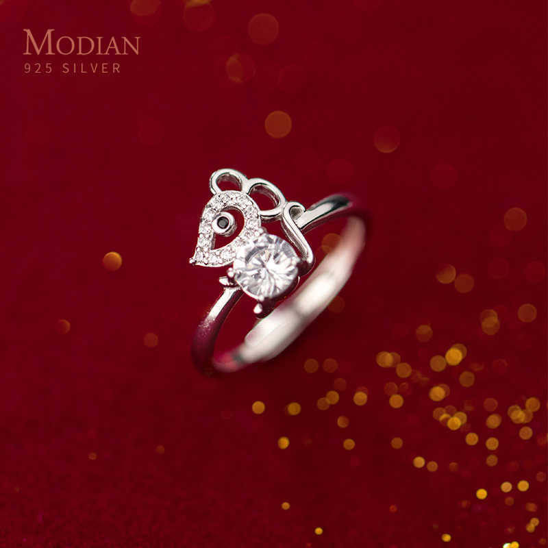 

925 Sterling Silver Cute Sparkling Mouse Cartoon Rings For Women Gift Animal Ring Luxury Original Fine Jewelry 210707