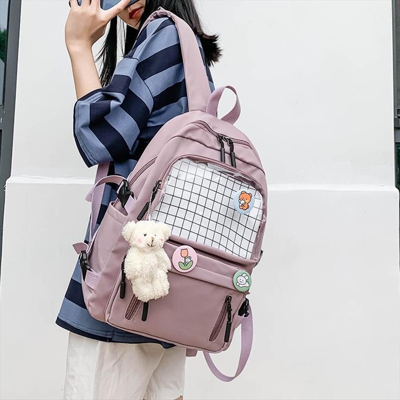 

female transparent preppy style backpacks for teenage girls high school students bags women waterproof kawaii travel backpack