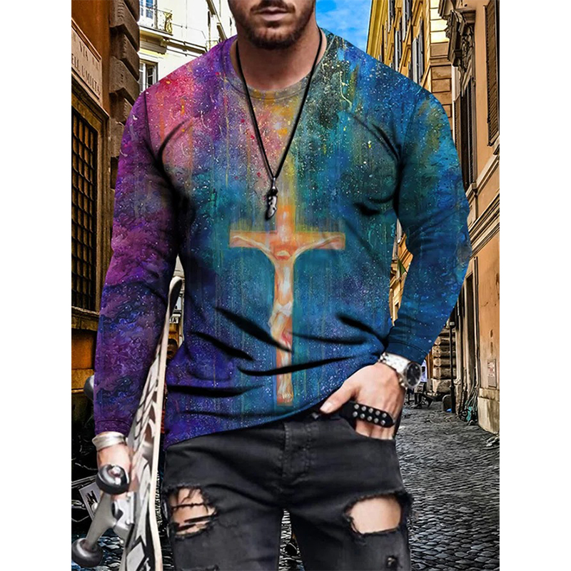 

canvas mens 3d print tshirt visual impact party top streetwear round neck high quality long sleeves graphic optical illusion plus size print, White;black