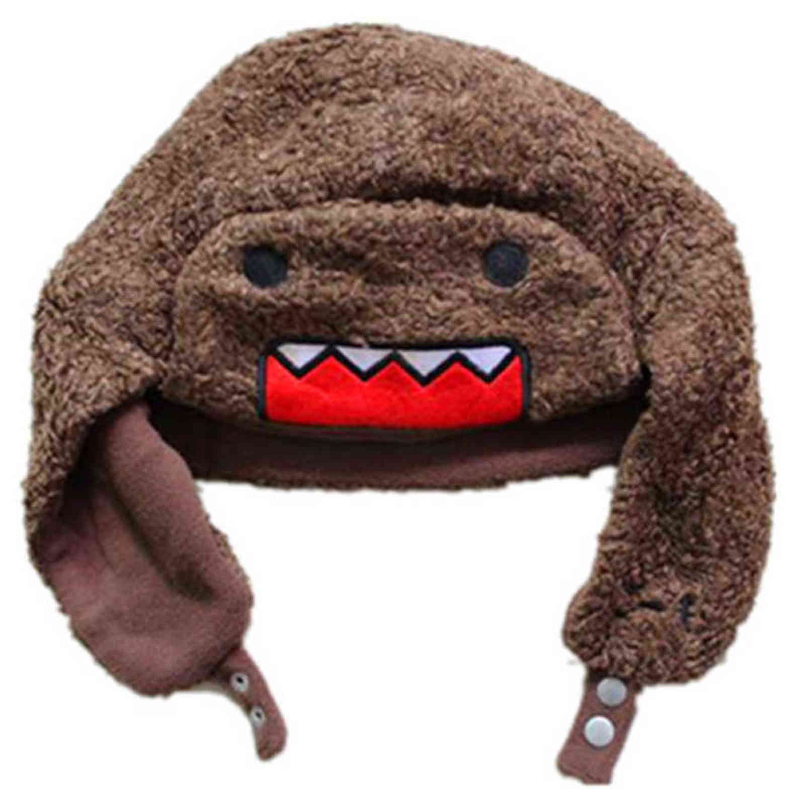 

Cartoon Big Mouth DOMO Winter Bomber Hats Ushanka Russian Fur Hat Warm Thickened Ear Flaps Cap For Men&Women Boys&Girls Hats cap