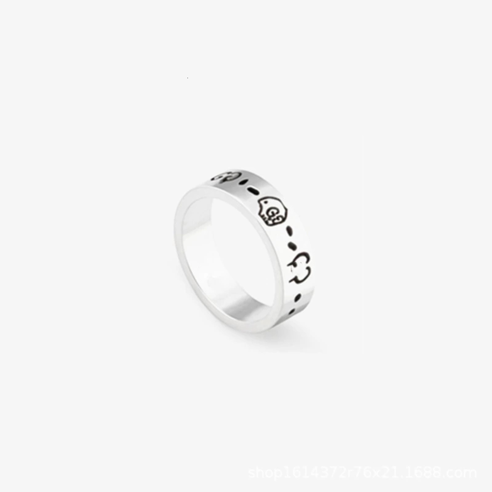 

Ring S925 Sterling Silver Classic Elf Skull Pair Ghost Pattern Lovers'Ring Hip-Hop Punk Style Can be Used as A Wedding