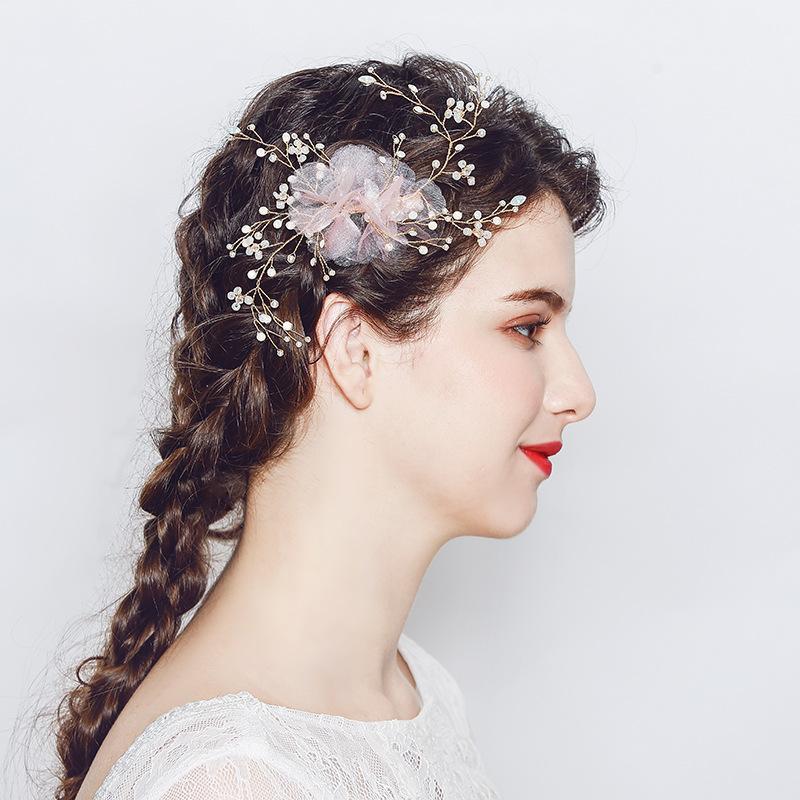 

Hair Clips & Barrettes Pink Artificial Flower Handmade Prom Bridal Wedding Accessories 2021 Est Fashion Pins, Golden;silver