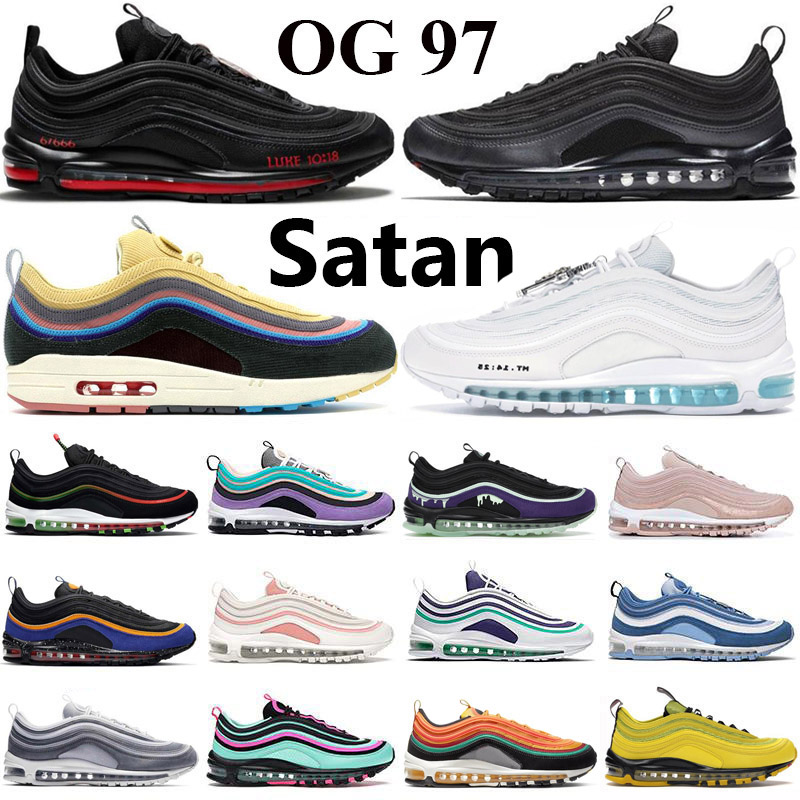 

Air Max 97 Running Shoes OG Mschf Lil Nas x Satan Luke inri jesus Mens Womens Sports Trainers White Ice Black Bullet Sean Wotherspoon Off 97s Men Women Sneakers, 45