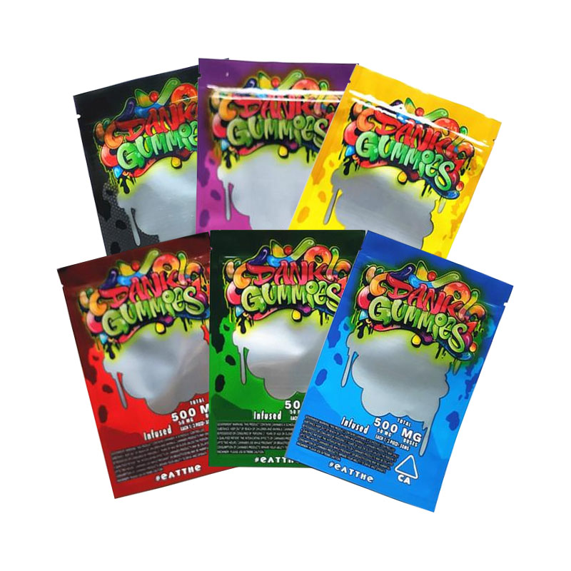 

500MG Dank Gummies Mylar Bags Zip Lock Edibles Retail Packaging Worms Bears Candy Gummy Bag SmellProof for Dry Herb Tobacco Flower