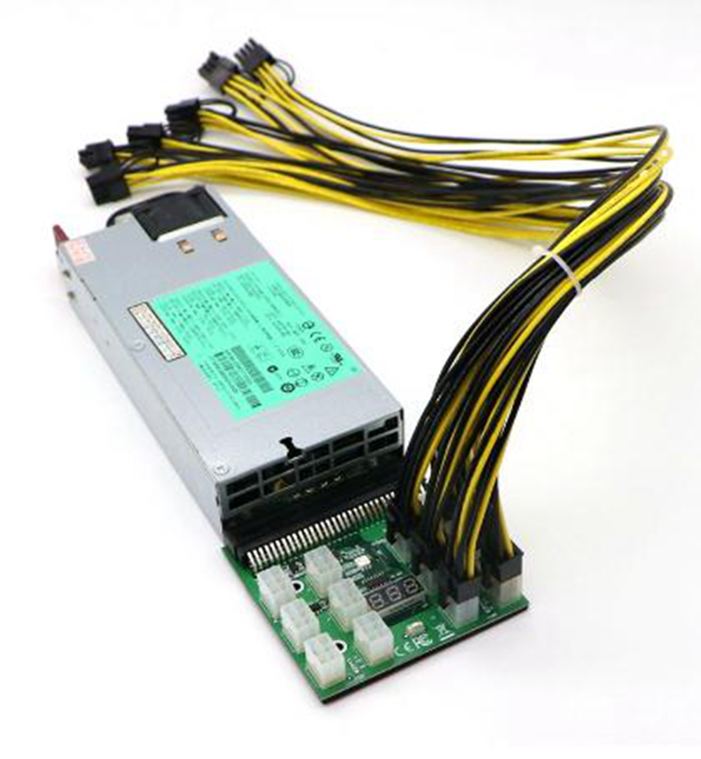 

GPU Mining Power Supply Kit - 1200W PSU Breakout Board with 12PCS PCI-E 6Pin to 6+2Pin Cables
