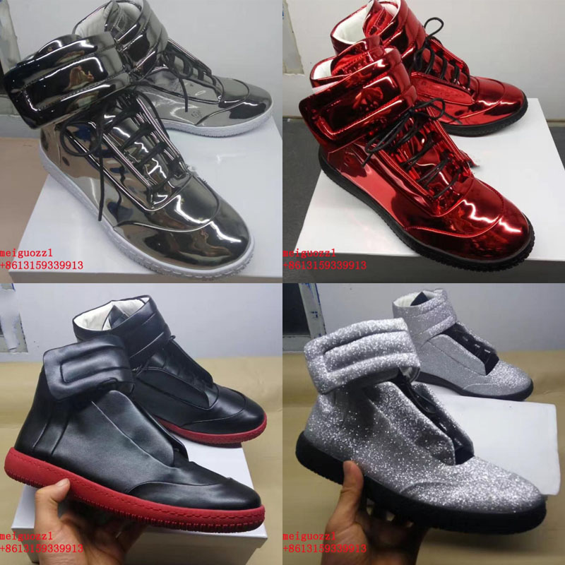 

new designer man casual shoes brand trainer Genuine Leather Fashion Flat Men Shoes MMM luxury Men Red Bottoms Shoes man High Tops Sneakers, Color 14