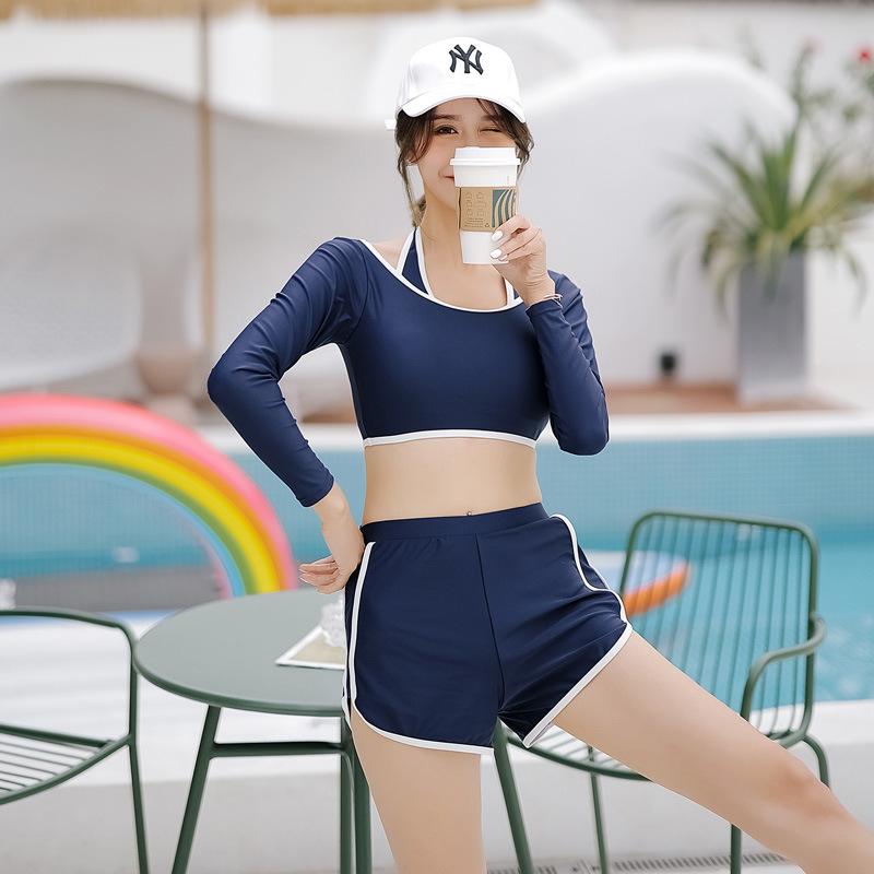 

Women's Swimming Suit Female Swimsuits Korean Swim Sexy 2021 Swimwear Plus Size Sports Split Retro Bikini Mayo Swimsuit Leisure One-Piece Su