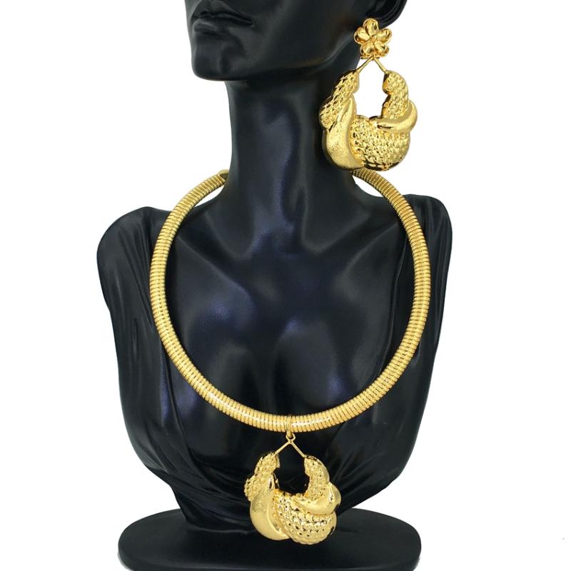 

Earrings & Necklace Mejewelry Fashion Big Pendants Sets For Women Bridal Wedding Jewelry Set FHK12342, Silver