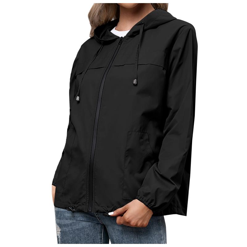 

Women's Jackets Fashion-Simple Color Matching Outdoor Sports Ipper Pocket Windproof And Rainproof Hooded Windbreaker, Black;brown