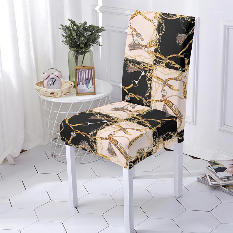 

Geometric Fashionable Elastic Chair Covers Stretch Dining Seat Cover Anti-dirty Washable For Wedding Restaurant Kitchen Decor