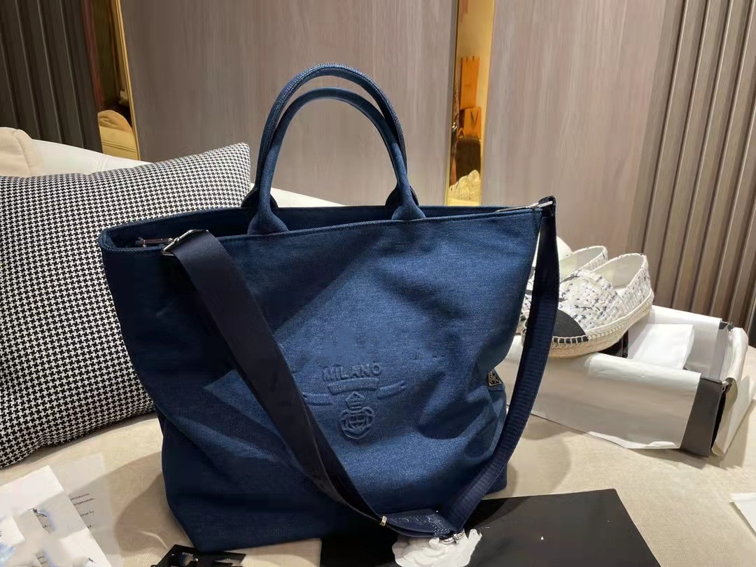 

New Fashion High Quality Women Lady Handbag Shopping Beach Bag Tote Bags Purses Nylon Canvas With Real Leather Trim And Handle 3D Embossed