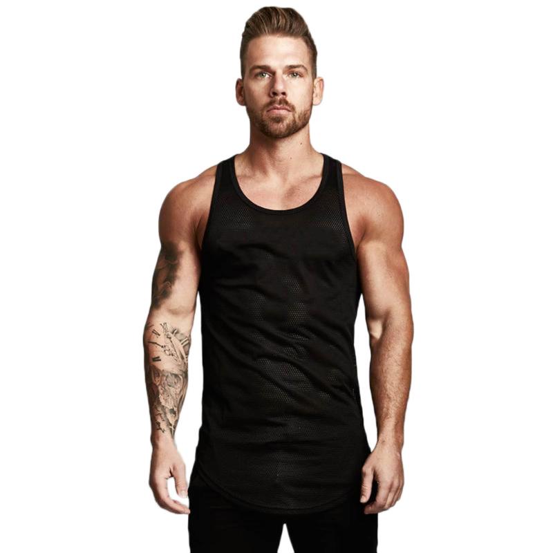 

Men' Tank Tops Brand Gym Mens Top Mesh Clothing Bodybuilding Vest Muscle Sleeveless Stringer Fitness Workout Singlets Sportswear Tanktops, White;black