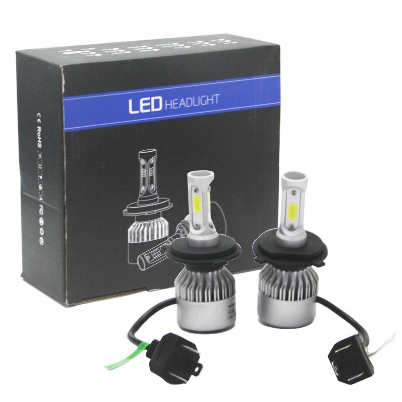 

Car Headlights Bedehon 3 Sides S2 H4 LED Headlight Light Bulb Lamp COB Chips 6000K Hi Lo Beam 2 PCS With Fans For Universal