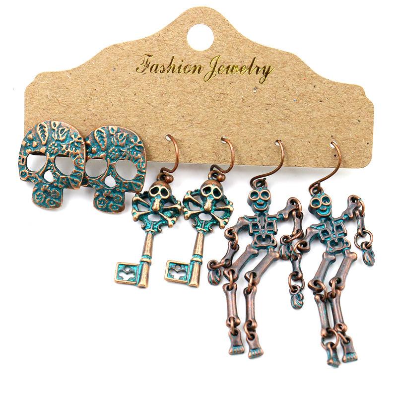 

dangle & chandelier retro fashion earrings halloween gift skull original india accessories, Silver