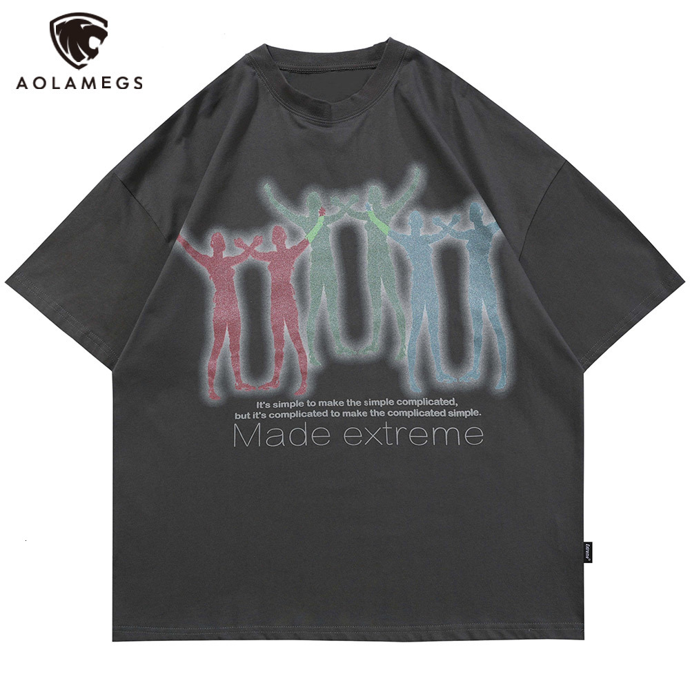 

Men's Polos Aolamegs colored funny graphic man letter oversized printed man-o-neck welcoming retro high street style t Summer streetwear, Gray