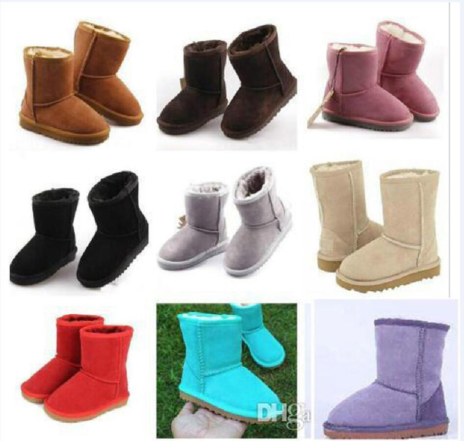 

Kids Boots Boys and Girls Australia Style Kids Baby Snow Boots shoes Waterproof Slip-on Children Winter Cow Leather Boots red SIZE21-35, Purple