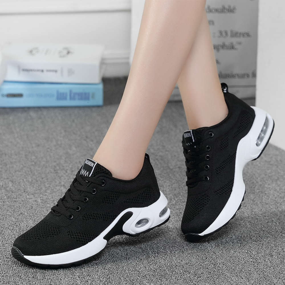 

Casual shoes Spring new type dense net flying woven women's shoes Korean versatile comfortable casual large sports JJH1, Black