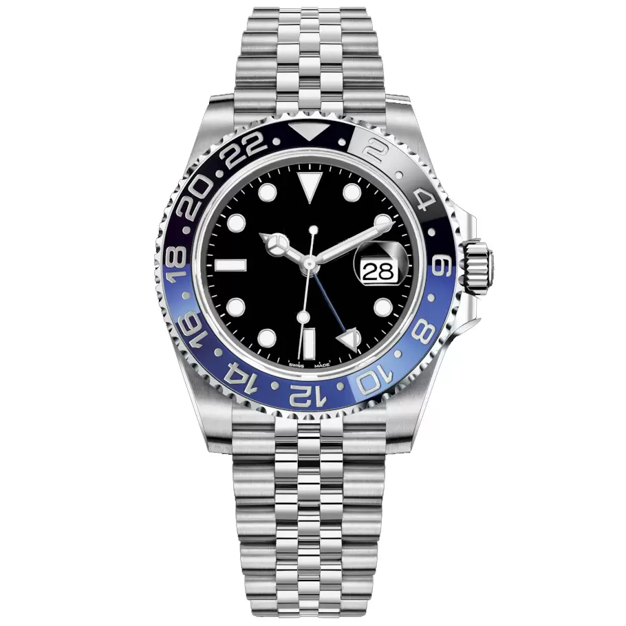

Mens Watches 40mm Automatic Mechanical Watch Stainless Steel Blue Black Ceramic Sapphire WristWatches montre de luxe, Style 1 original box + watch