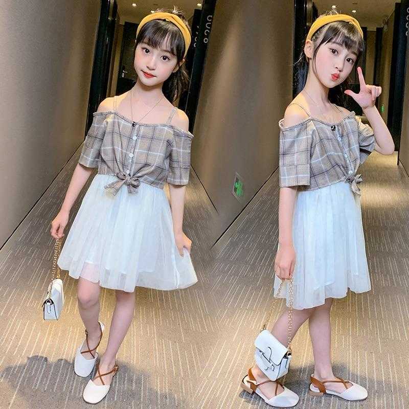 Dress for Girls Summer 2021 New Children Sling Dress Princess Patchwork Net Yarn Dresses Party Casual Baby Toddler Girl Clothing-image-702421905