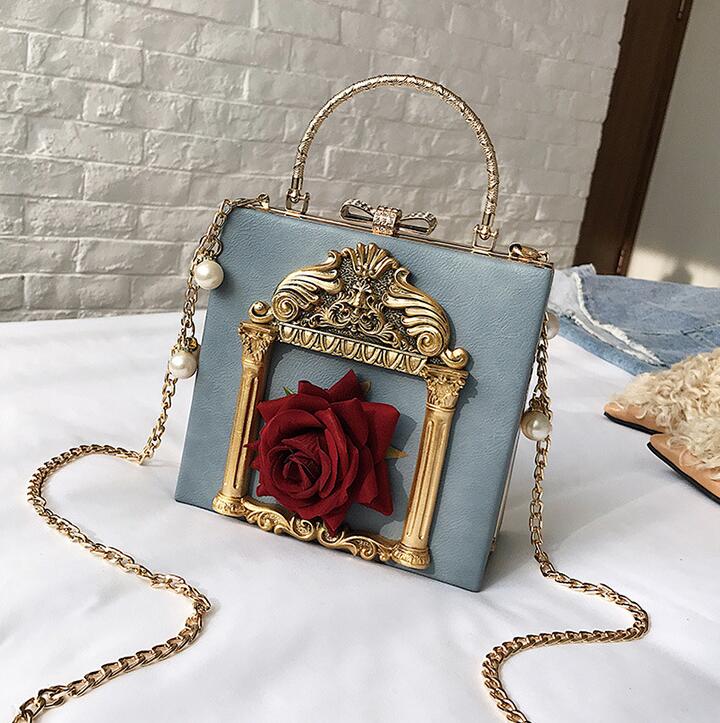 

Factory independent brand women bag fashion Baroque relief flower handbag customized diamond drill dinner pearl handbag shoulde bag, Black;red