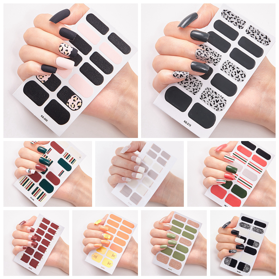

Full Nail Wraps Art Polish Stickers Leopard Decal Strips Adhesive False Nail Design Manicure Set 3D Shiny Nail Stickers RRA3560, As pic