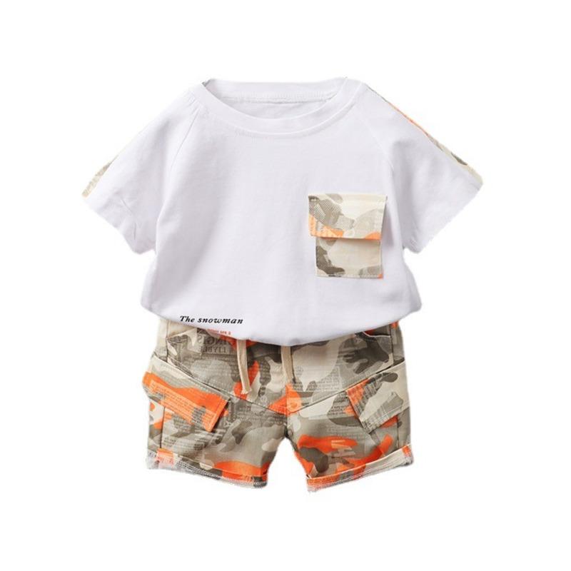 

Clothing Sets Summer Baby Girls Cotton Clothes Children Boys Camouflage T Shirt Shorts 2Pcs/sets Kids Infant Toddler Tracksuit, Orange