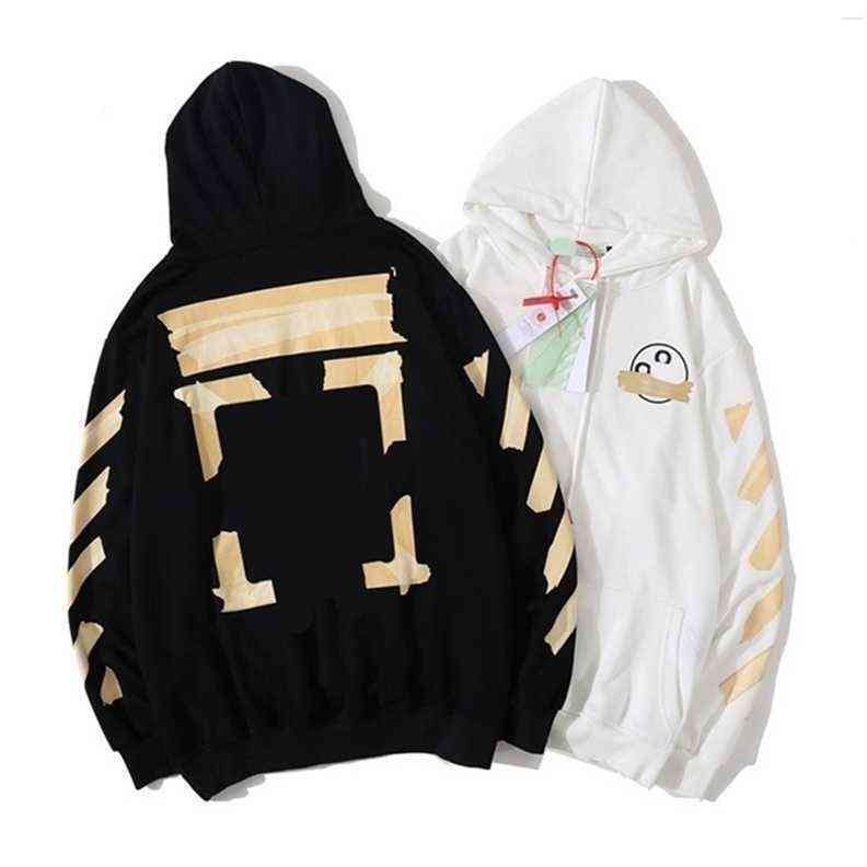 

Sweatshirts Brand Offs Hip Hop Mens Womens Hoodies Autumn and Winter Black White Couple Hooded Sweater Ow Large Pullover Back Printing x Sweatshirt Truy