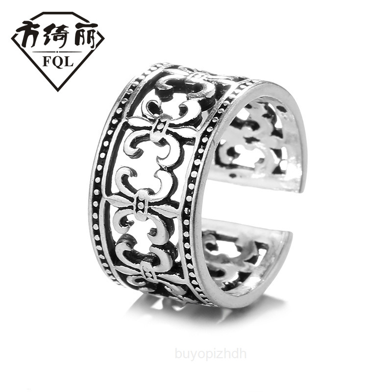 

2022 New Chrome Cross Male Ring Thai Silver Hip Hop Live Creative Crow Jewelry Hearts Trend Men 3flk Men's