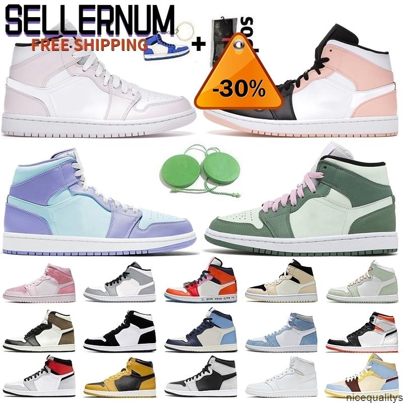 

Jumpman 1 1s Basketball Shoes Womens Mid Barely Rose Dutch Green Crimson Tint Toe Purple Pulse White Off Maison Chateau Mens Trainers J, Item25 og royal toe 36-46