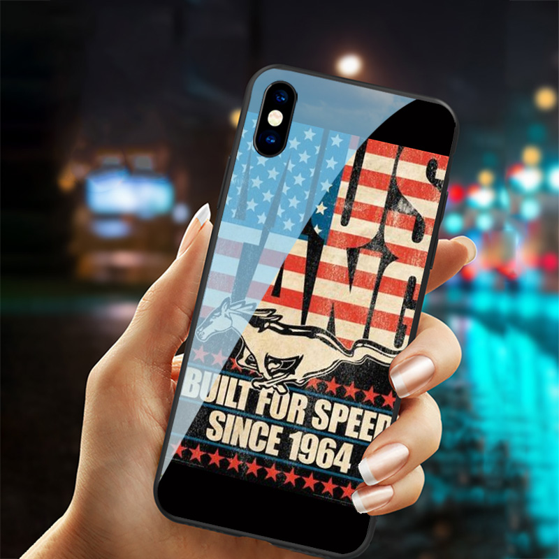 

TPU+Tempered Glass Ford Mustang GT Concept phone Cases for apple iphone 12 mini 11 pro max 6 6s 7 8 plus X XR XS MAM SE2 SAMSUNG S8 S9 S10 E s20 ultra NOTE 9 cellphone shell, Green
