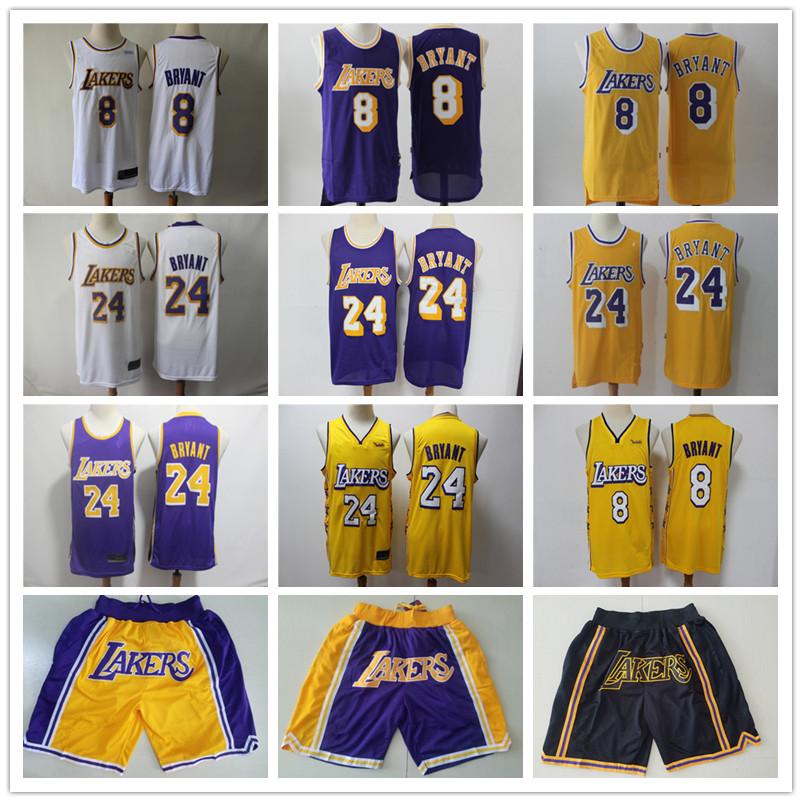 

Mens LosAngelesLakersJersey Throwback 824BryantYellow Basketball Jerseys Basketball Shorts Purple blue, Black;red