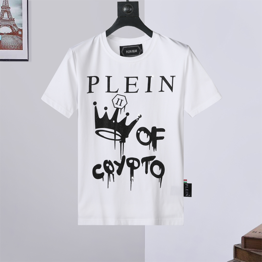 

PLEIN BEAR T SHIRT Mens Designer Tshirts Rhinestone Skull Men T-shirts Classical High Quality Hip Hop Streetwear Tshirt Casual Top Tees PB 16621, Black