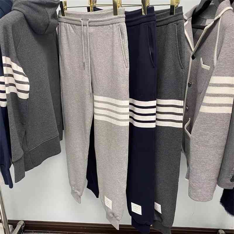 

TB classic 4-bar striped cotton pants for men and women, Black