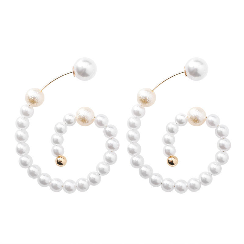 

Korea Fashion Simple Size Pearl Beads Dangle Earring Before And After Wearing Geometric Circle Hoop Earrings Women Wedding Bridal Ear Jewelry Charm