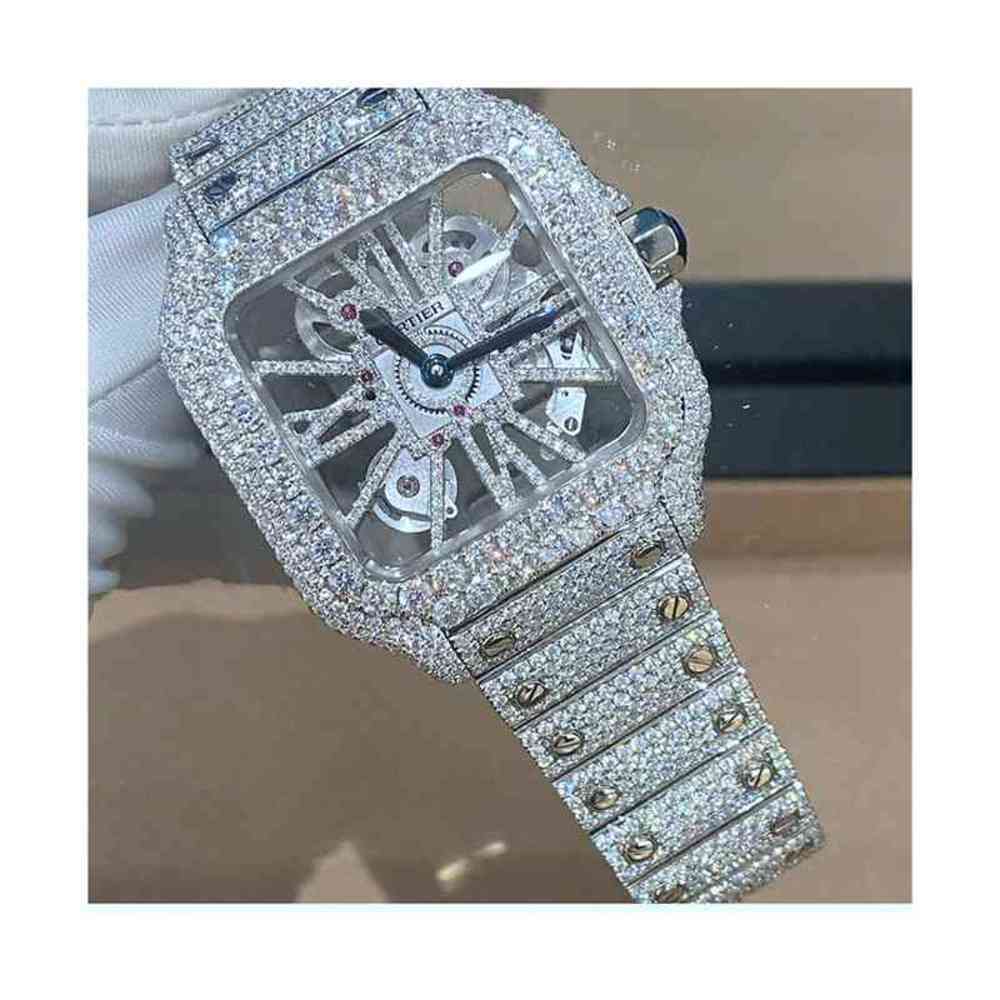 

Fasion Custom Luxury Iced Out Hip Hop Mechanical Watch Mo1ssanite Diamond, For transportation