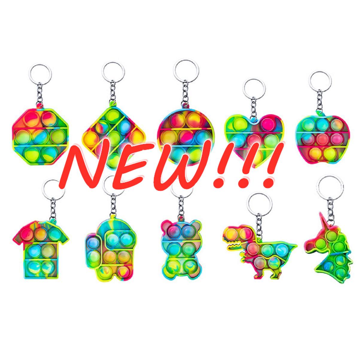 

Fidget Toy Sensory Jewelry key Chains Push Bubble Poppers Simple Dimple toys Keychain Carabiner Stress Reliever 2021
