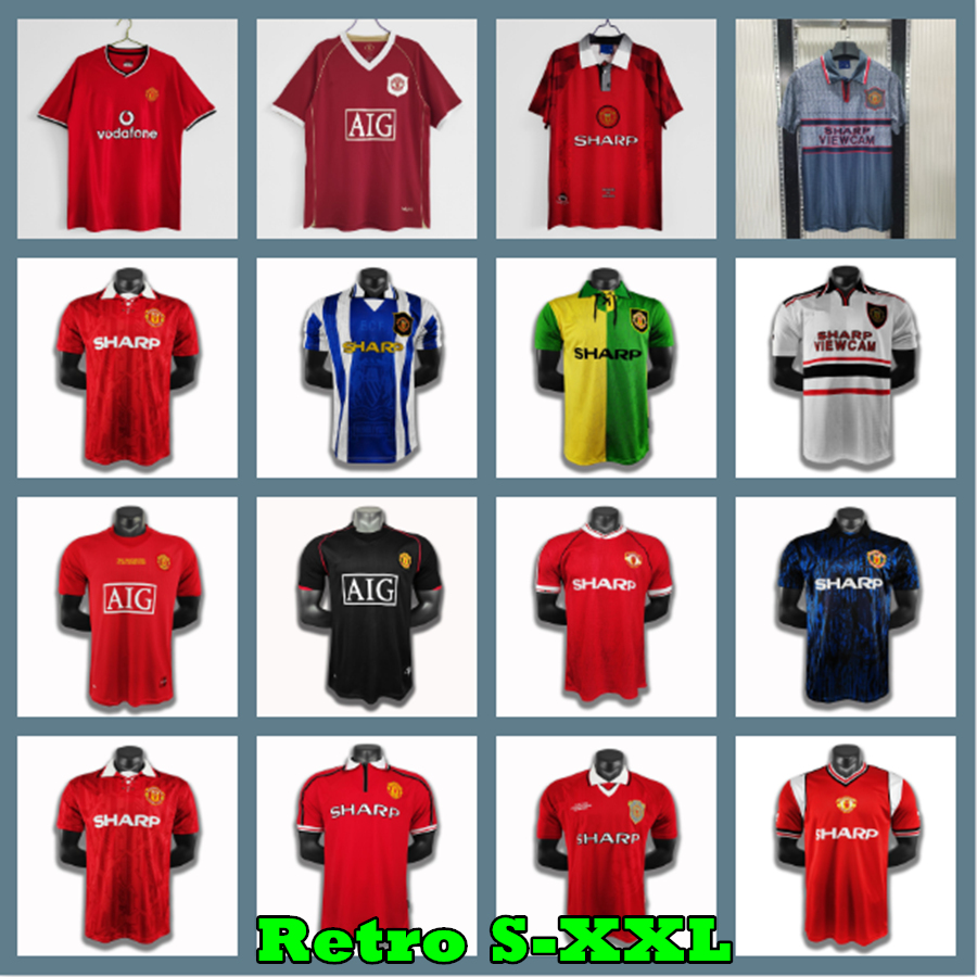 

Manchester 98 99 Retro Home 1998 1999 Soccer Jerseys man united 00 02 06 07 08 utd 91 92 93 94 95 96 Football shirts