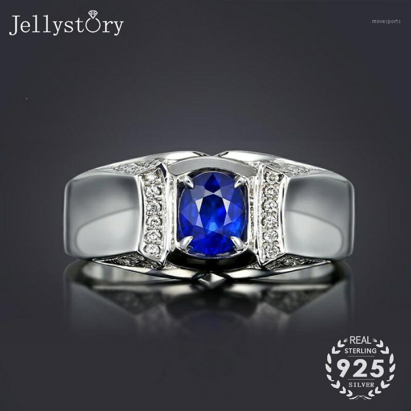 

Cluster Rings Jellystory Luxury Ring For Men 925 Sterling Silver Jewelry With Oval Shape Sapphire Gemstone Adjustable Wedding Party Gift1